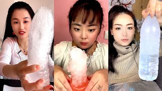 ASMR WATER BOTTLE ICE  SLUSH ICE  WHITE ICE  ICE EATING [upl. by Atilegna]