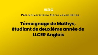 Témoignage de Mathys étudiant de deuxième année de LLCER Anglais UBO Quimper [upl. by Sokil809]