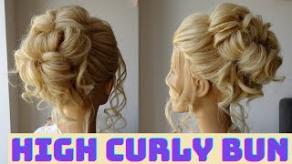 high curly bun hair tutorial [upl. by Raffarty]