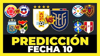 Análisis y Predicción Fecha 10 Eliminatorias Sudamericanas Mundial 2026 🇦🇷🇺🇾🇨🇴🇧🇷🇪🇨🇧🇴🇻🇪🇵🇾🇨🇱🇵🇪🏆 [upl. by Anuska]