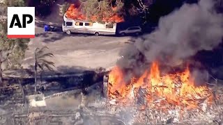 Brush fire in San Bernardino California destroys several homes [upl. by Silvie]