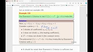 Lecture 59  Eisensteins Criterion [upl. by Dianne]