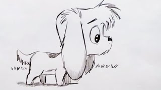 How to Draw a Cute Cartoon Dog Step by Step [upl. by Bryna]