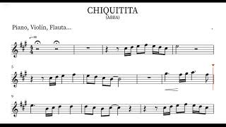 Chiquitita  Abba  Partitura para Piano Violín Flauta [upl. by Suoicerp932]