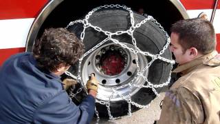 TND Net Style Diamond Truck Tire Chains Installation TireChaincom [upl. by Yraeht792]