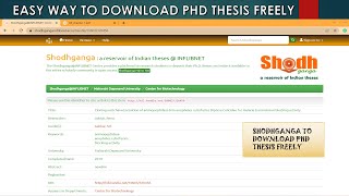 EASY AND SIMPLE STEPS TO DOWNLOAD PHD THESIS FREELY  SHODHGANGA PHD THESIS DOWNLOAD [upl. by Lillywhite]