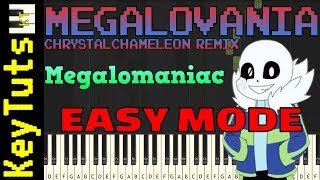 Learn Megalovania ChrystalChameleon Remix Glitchtale Megalomaniac  Easy Mode [upl. by Eyllib]