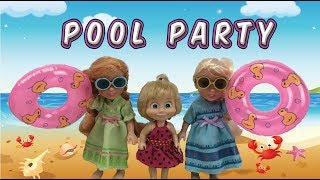 Elsa and Anna  Pool party with Masha and friends [upl. by Nizam579]