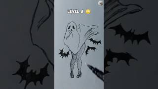 Drawing Spooky Ghost in different level art sketch fyp drawing halloween spookyghost [upl. by Nniuqal883]