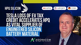 Tesla Loss Of EV Tax Credit Accelerates HPQ as Vital Supplier of Engineered Silicon Battery Material [upl. by Nyliuqcaj]