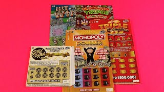 SAT BIG GAME 131 GOLD RUSH MONOPOLY TRIPLE MATCH GOLDEN CHERRIES FL Lottery Scratchers [upl. by Okiam]