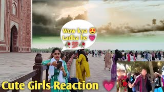 Taj Mahal cute girl reaction 💗😍 Russian girls reaction 👀 Voice funny prank video  Agra ka yogesh [upl. by Lotsirhc760]