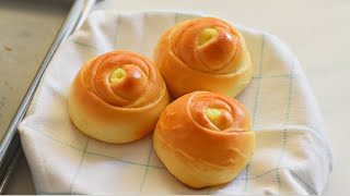 Custard Cream Filled Rose Rolls  Custard Rolls  Custard Bread Rolls  Custard Dinner Rolls [upl. by Nailij]