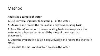 GCSE AQA Chemistry GCSE Required Practical 8 Water Purification Paper 2 [upl. by Nahgeam]