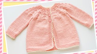 Easy knit cardigan sweater Knit coat or Knit jackets for babies in various sizes LEFT HAND VERSION [upl. by Aramanta]