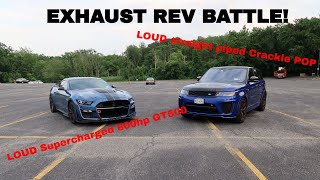 2020 Shelby GT500 800hp VS LOUD Straight Piped Range Rover Sport SVR Exhaust Rev Battle [upl. by Nilrev]