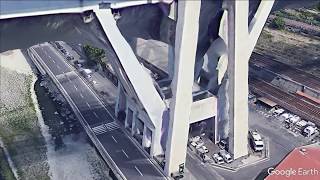 Genoa Ponte Morandi Bridge virtuell Drone Flight around the Bridge [upl. by Gretchen210]