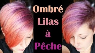 Coloration Cheveux dégradés lilas à pêche  Ombré hair lilac to peach [upl. by Laird]