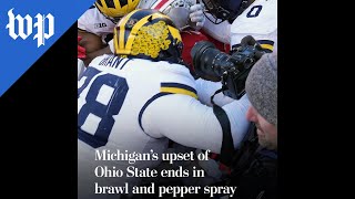 Michigan upset of Ohio State ends in brawl and pepper spray [upl. by Lazare231]