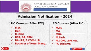 Admission Notification 2024 JIwaji University Gwalior [upl. by Cresa711]