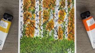 Birch Tree Forest Painting for Beginners  Acrylic Painting for Beginners [upl. by Hutt]