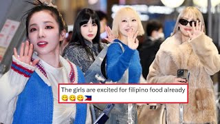 Dara offers Filipino food to CL Minzy amp Park Bom 2ne1 at airport heading to Manila Philippines [upl. by Atnahs941]