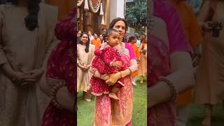 Nita Ambani Along With Veda Akash Ambani During Anant Ambani Radhika Merchant First Ganpati Pooja [upl. by Elleraj]