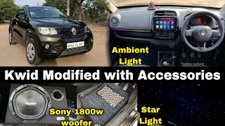 Renault Kwid Modified Rollsroyce Light Android System 1800w Sony Woofer Leather Seat cover [upl. by Aicia]