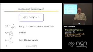 nanoHUBU Nanoscale Transistors L31 The Ballistic Nanotransistor  Landauer Approach [upl. by Prisca]