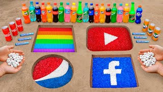 YouTube Pop It FaceBook and Pepsi Logo in the Hole with Orbeez Popular Sodas amp Mentos [upl. by Tally]