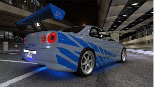 Paul Walkers Nissan Skyline R34 GTR  Assetto Corsa gameplay [upl. by Corwun173]