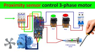 2Wire Proximity Sensor Control Magnetic Contactor Wiring Diagram  DOL starter control [upl. by Gustafson]