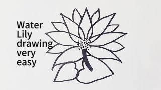 How to draw a water lily 🪷 drawing  Very easy step by step 💖  Beautiful flower 🪷 drawing [upl. by Adnotal]