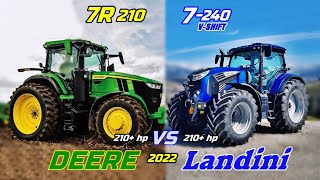 John Deere 7R 210 VS Landini 7240 VShift  PowerPerformanceSize Smallest 7R VS Largest Landini [upl. by Anitan]