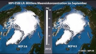 Arctic Sea Ice development modeled using different CO2 emission scenarios [upl. by Jadwiga]