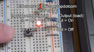 NOT logic gate demo circuit made with electronics momentary tactile push button switch [upl. by Gorlicki61]