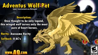 AQW How to get Adventus Wolf Pet FREETAG AC  AQWorlds 2015 [upl. by Yelruc]