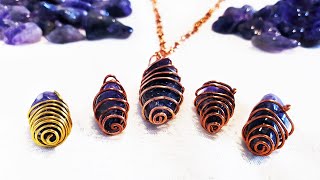 Natural stones for energy 天然石靈擺找能量 make pendulum with amethyst and metal wire 紫水晶和金屬線製成渦形偵測能量 [upl. by Anit]