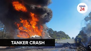 WATCH  Two dead at least 18 injured in fiery collision between bus and fuel tanker in Eastern Cape [upl. by Eddie]