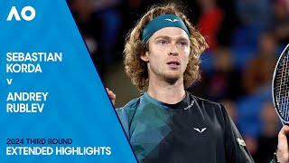 Sebastian Korda v Andrey Rublev Extended Highlights  Australian Open 2024 Third Round [upl. by Deeas]