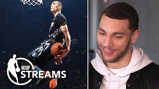 Zach LaVine watches 2016 NBA Dunk Contest highlights vs Aaron Gordon with Omar Raja  Hoop Streams [upl. by Whalen]