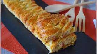 Trenza de HOJALDRE con relleno CREMOSO DE SALMÓN  ¡Fácil y deliciosa [upl. by Seka]