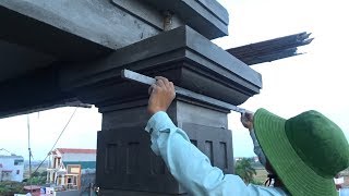 Building Column Step By Step  How To Decorate Concrete Columns With Sand And Cement [upl. by Ahsiekit445]