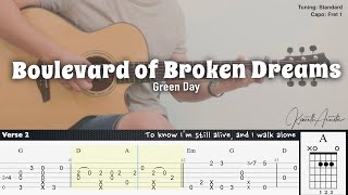 Boulevard of Broken Dreams  Green Day  Fingerstyle Guitar  TAB  Chords  Lyrics [upl. by Toy39]