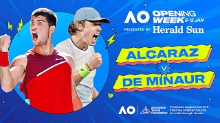 LIVE  Carlos Alcaraz v Alex De Minaur Charity Match  Opening Week  Australian Open 2024 [upl. by Dill]