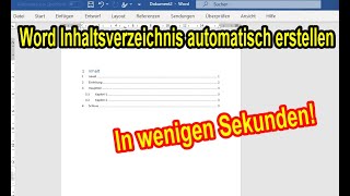 Word Inhaltsverzeichnis erstellen schnell amp einfach Inhaltsverzeichnis automatisch mit Nummerierung [upl. by Neerom]