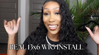 REAL 13x6 LACE FRONTAL WIG INSTALL 34 INCH LOOSE WAVE WIG  REAL HD LACE INSTALL LEMODA HAIR [upl. by Andrea]