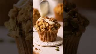 Vegan pumpkin muffins with bakerystyle muffin tops and a buttery streusel shorts riyasoni09 [upl. by Hayward]