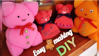 How to make🧸TEDDY DOLL🧸using sponge  DIY Doll making easy ideas for beginners [upl. by Otreblig]