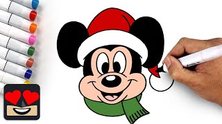 How To Draw Christmas Mickey Mouse [upl. by Caniff]